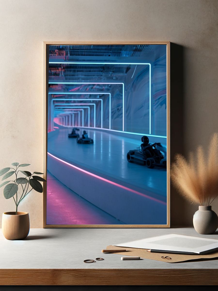 Neon Go-Kart Tunnel Poster. — room view 2