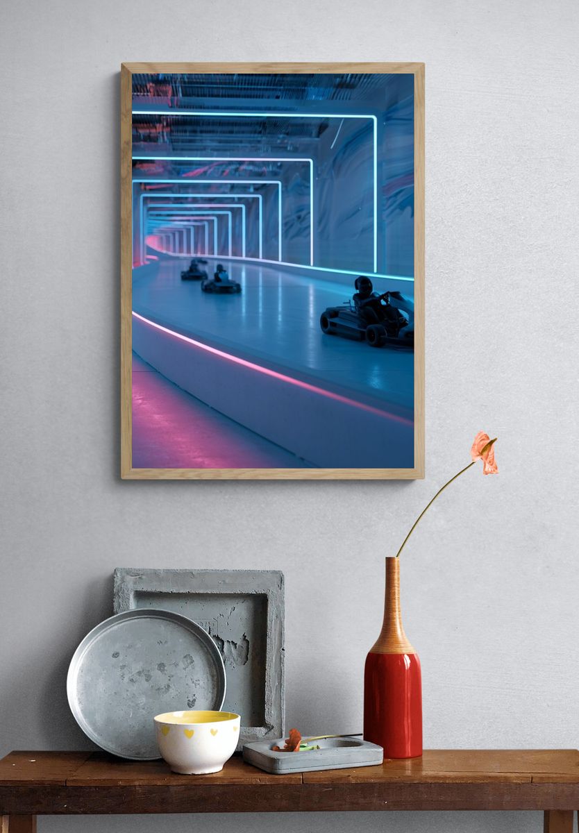 Neon Go-Kart Tunnel Poster. — room view 3
