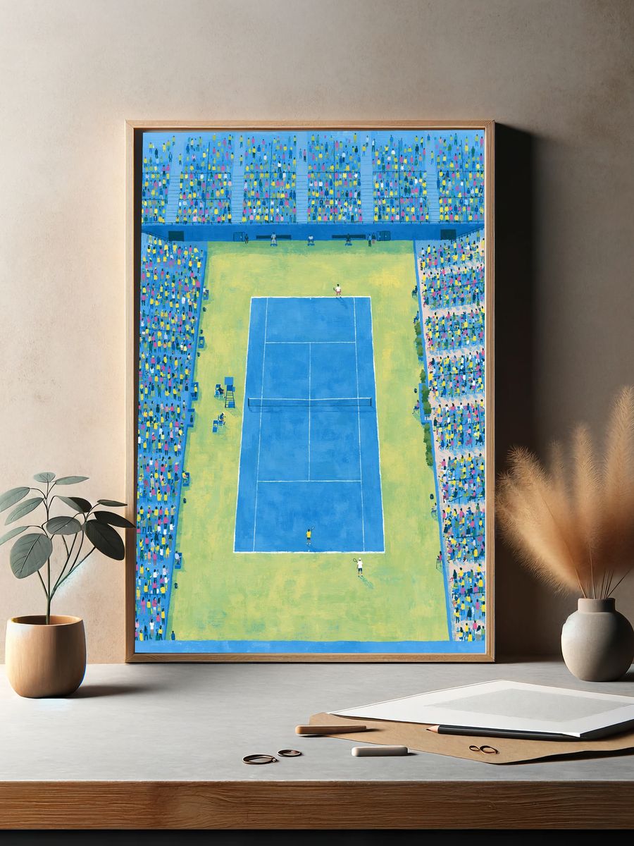 Tennis Stadium Crowd Illustration Poster. — room view 2