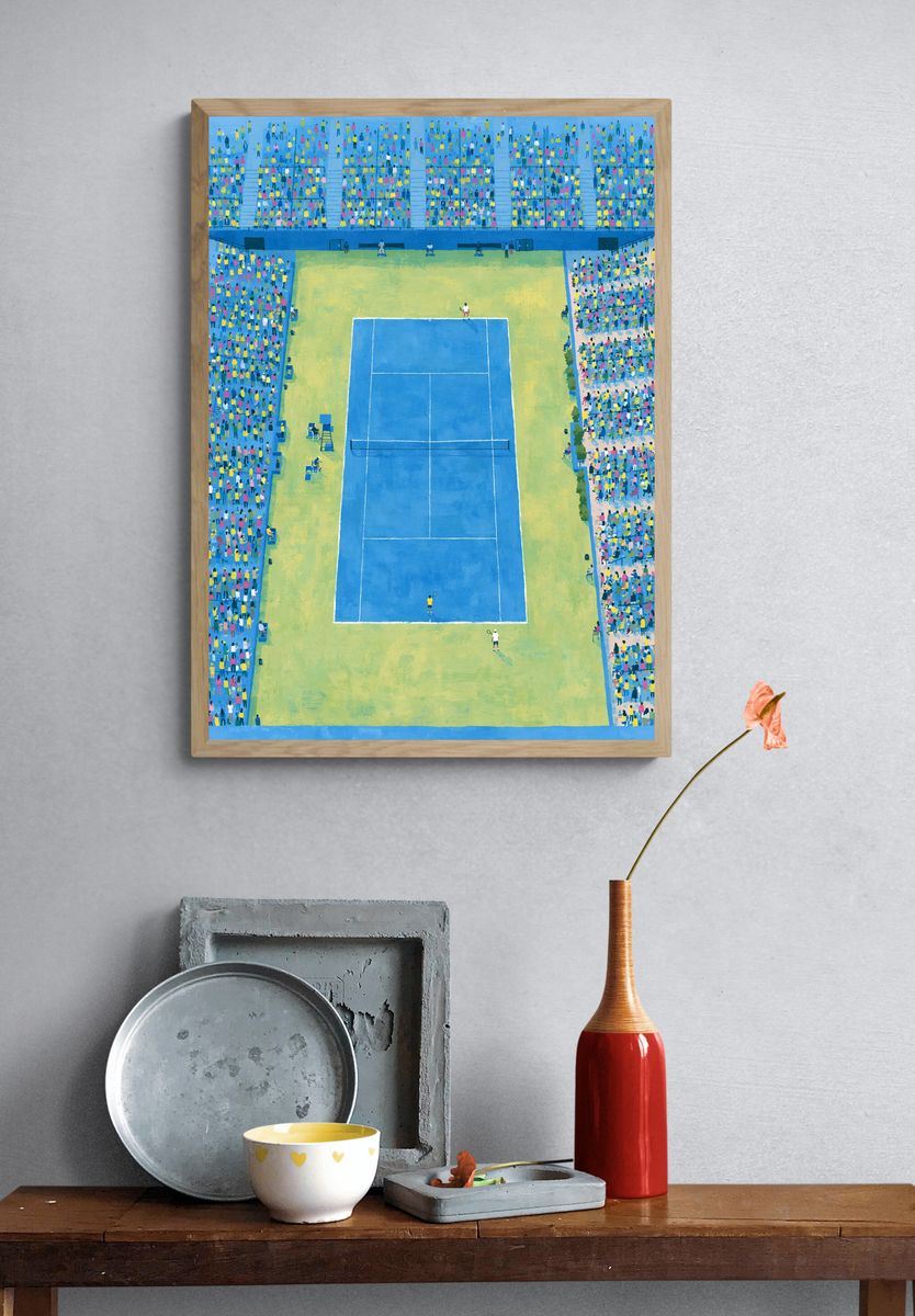 Tennis Stadium Crowd Illustration Poster. — room view 3