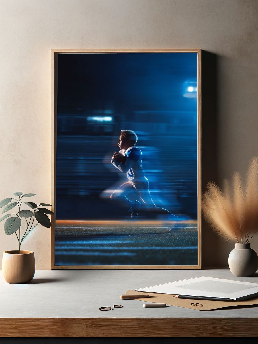 Youth Football Player — Sports Photography Print. — room view 2