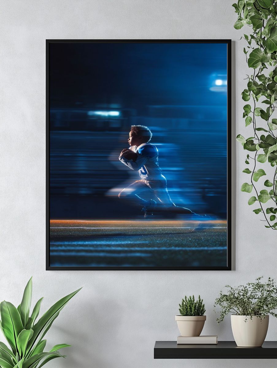 Youth Football Player — Sports Photography Print. — room view 4