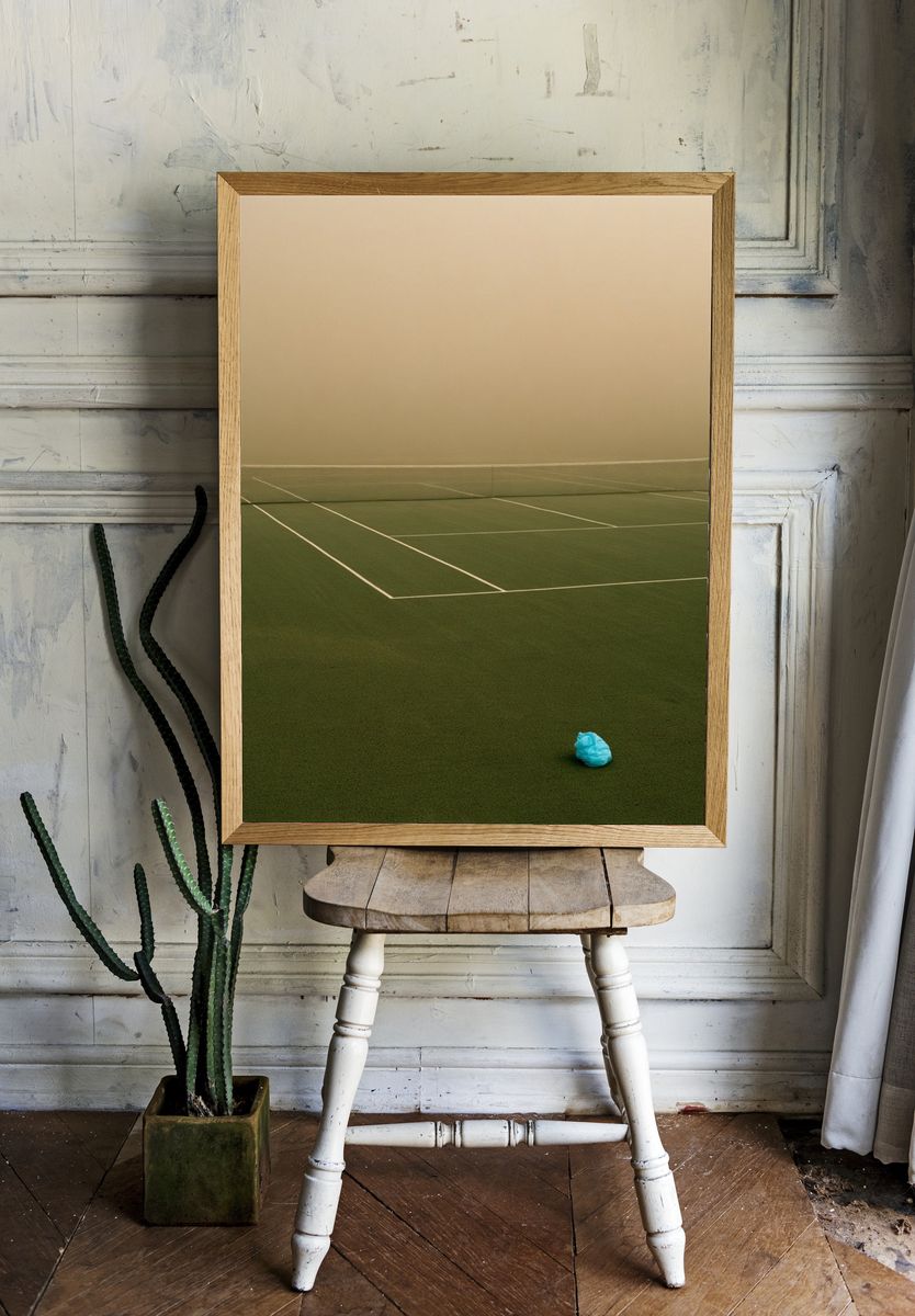 Foggy Tennis Court Photography Poster. room preview
