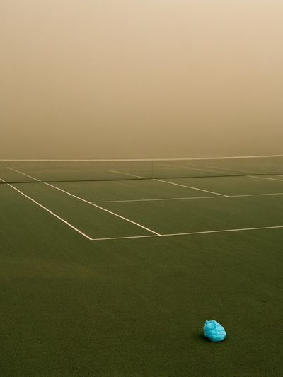 Foggy Tennis Court Photography Poster.