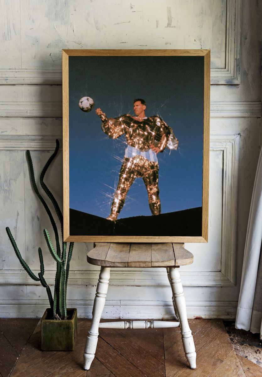 Sparkling Football Portrait Print. room preview