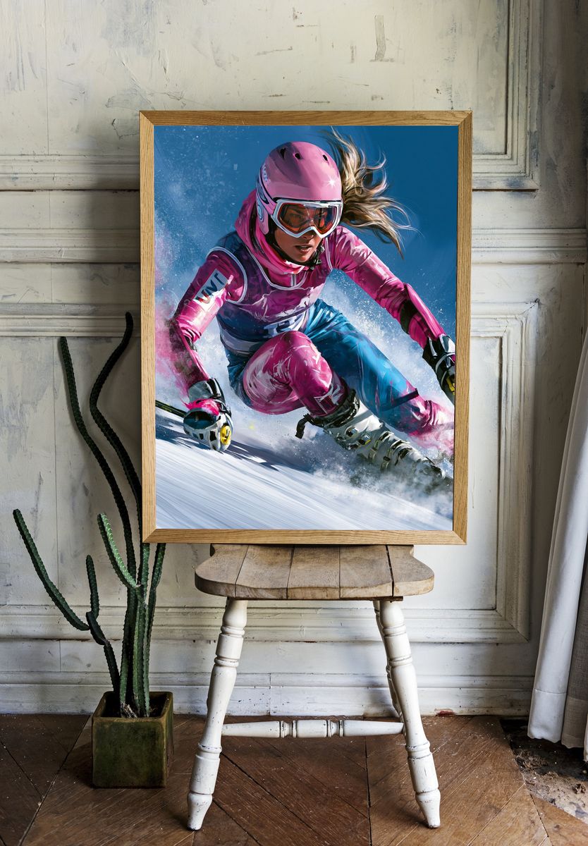 Alpine Ski Racer Illustration Poster. room preview