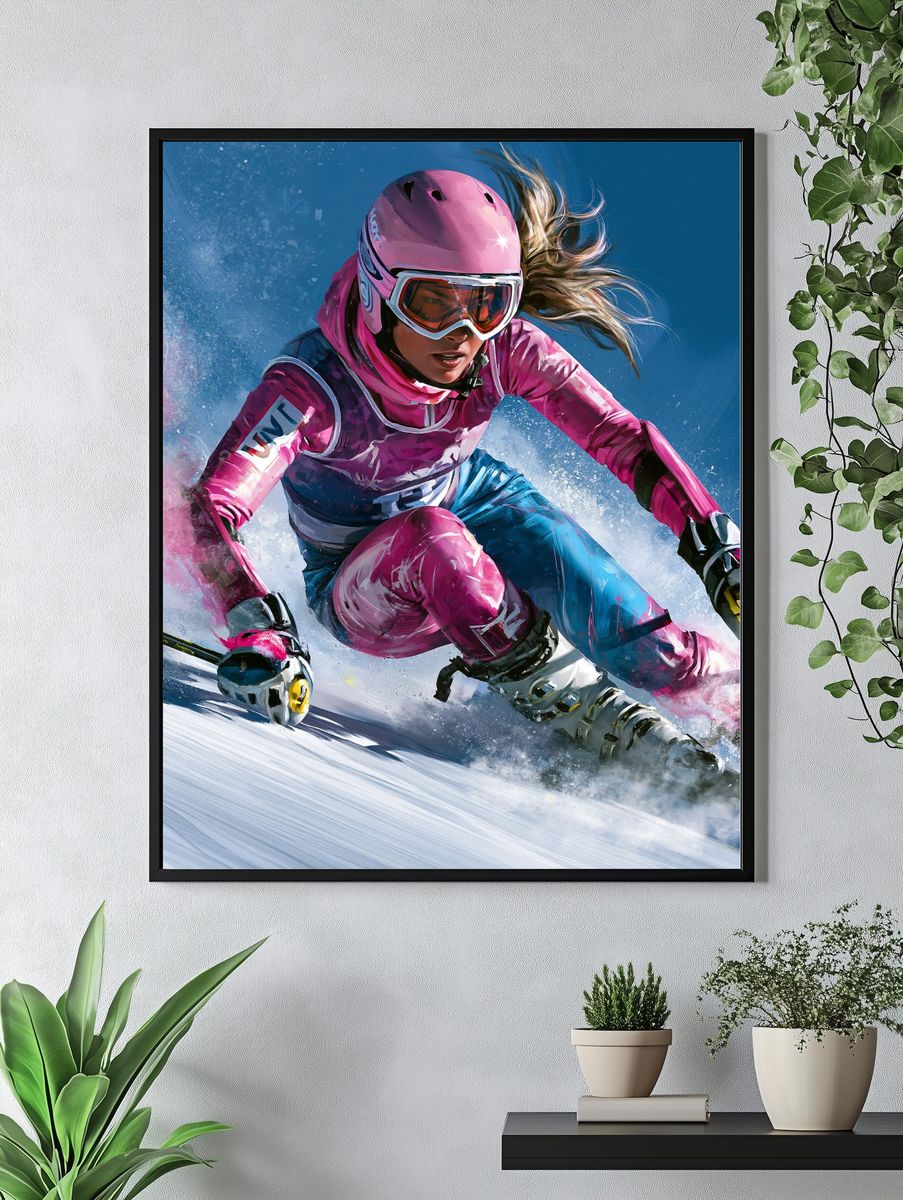 Alpine Ski Racer Illustration Poster. — room view 4