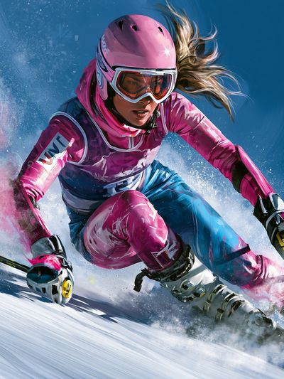 Alpine Ski Racer Illustration Poster.