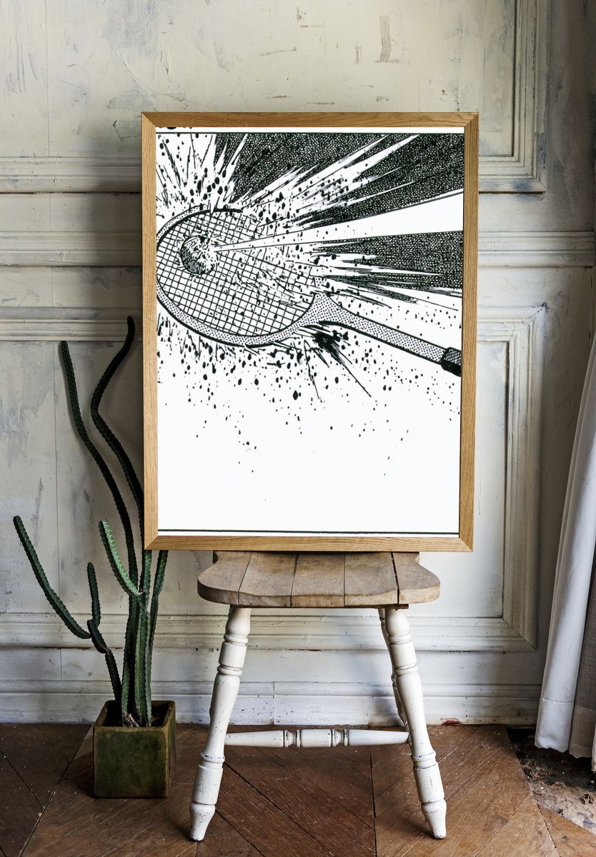 Tennis Racket Impact Illustration Poster. room preview