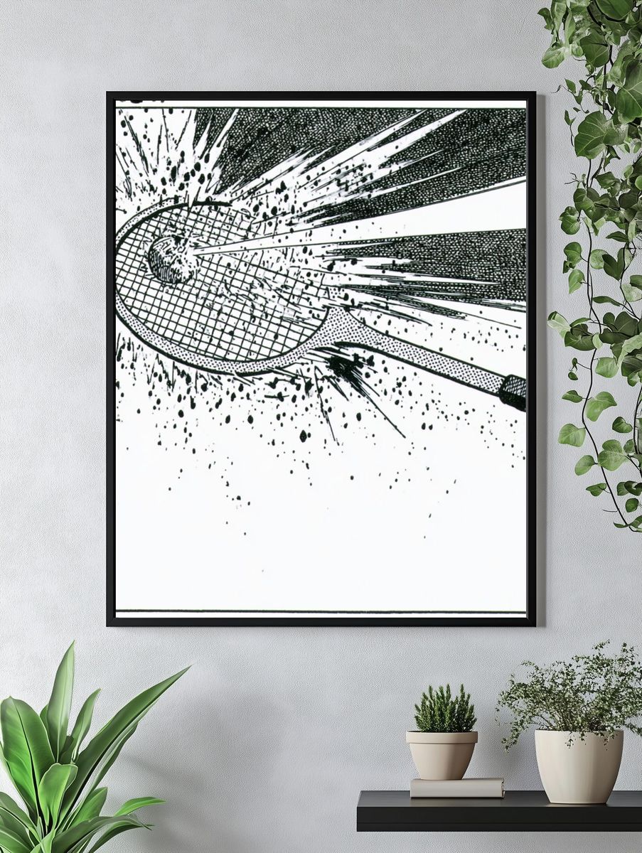 Tennis Racket Impact Illustration Poster. — room view 4