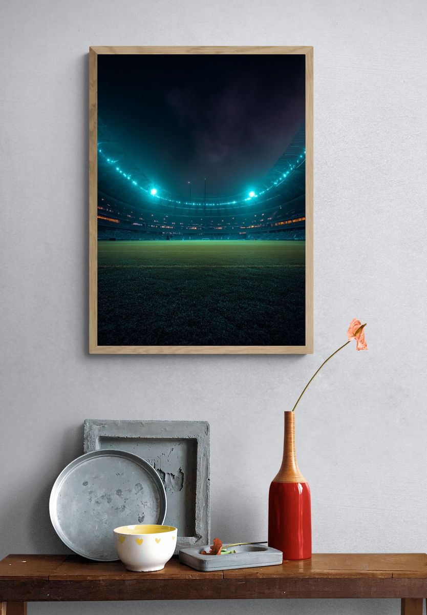 Illuminated Stadium Night — Sports Photography Poster. — room view 3