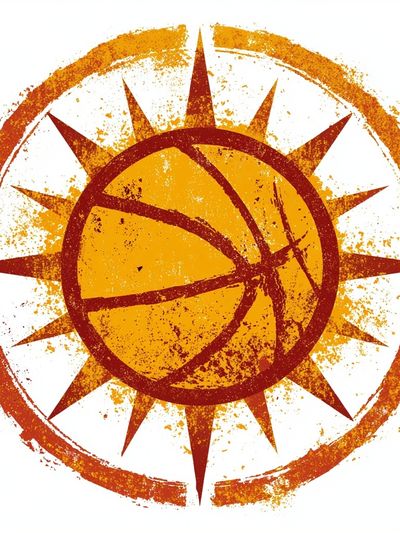 Basketball Sunburst Illustration Poster.