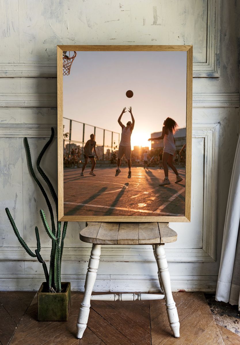 Sunset Street Basketball Photography Poster. room preview