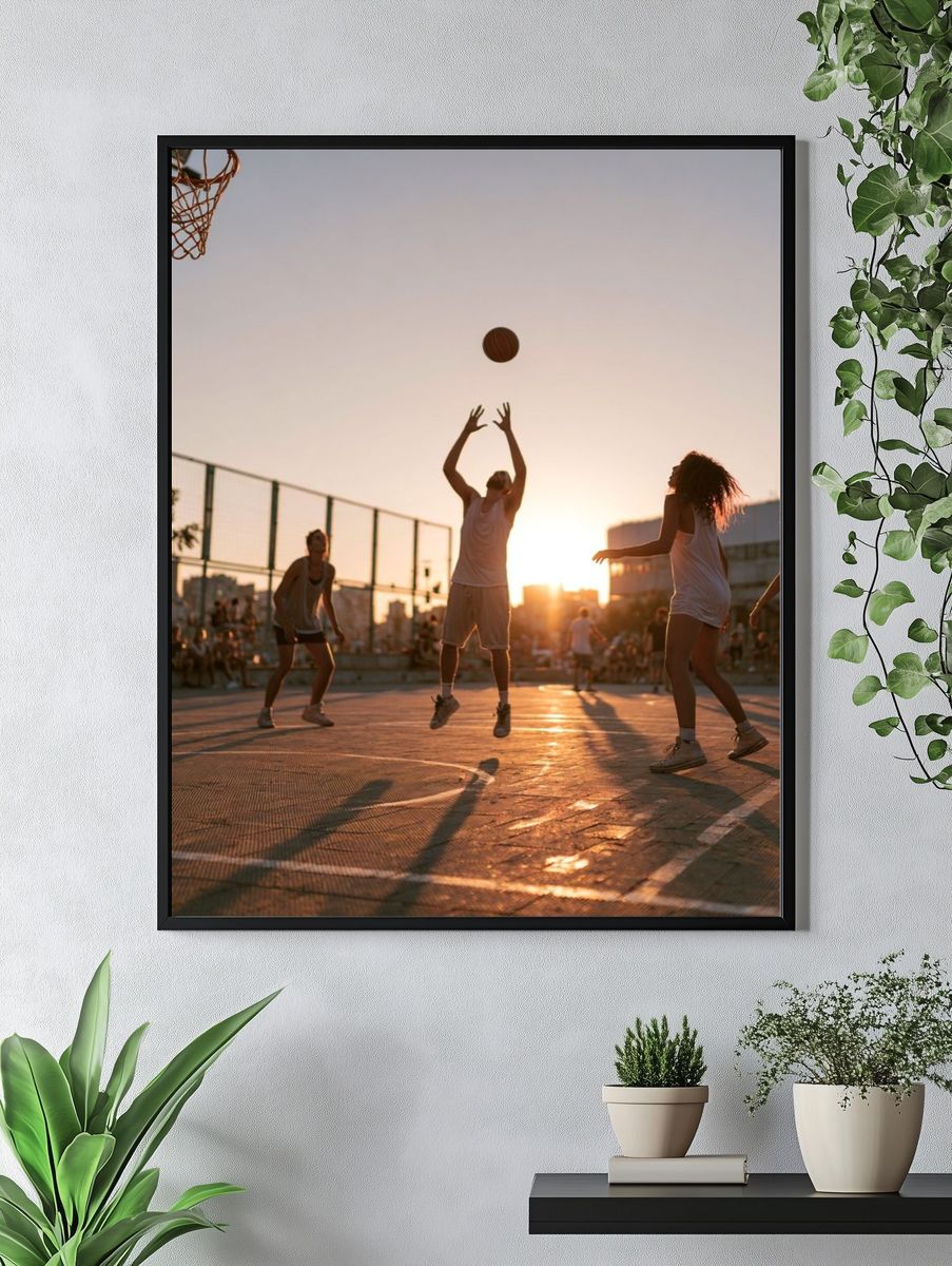 Sunset Street Basketball Photography Poster. — room view 4