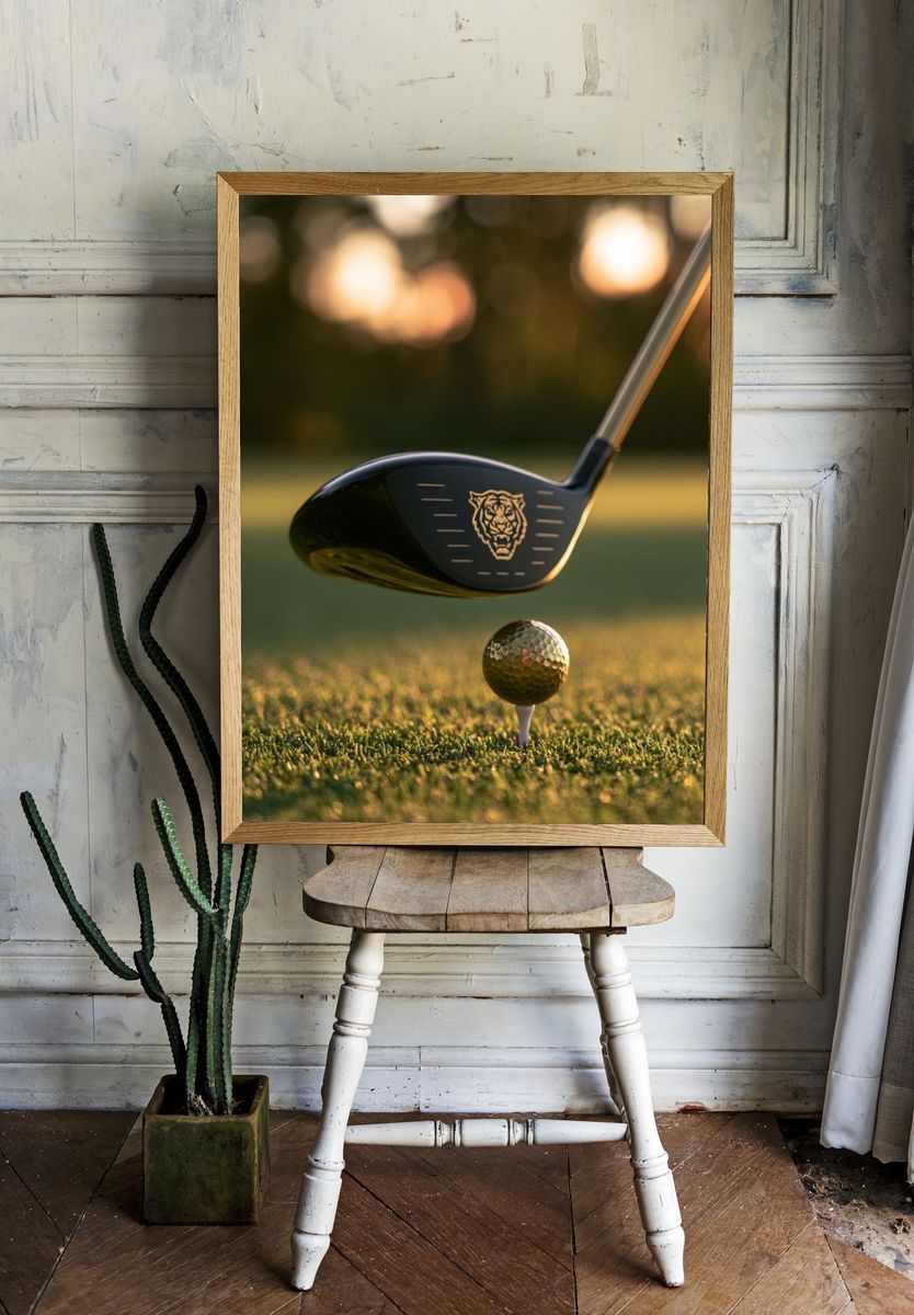 Tiger Golf Club Swing Poster. room preview