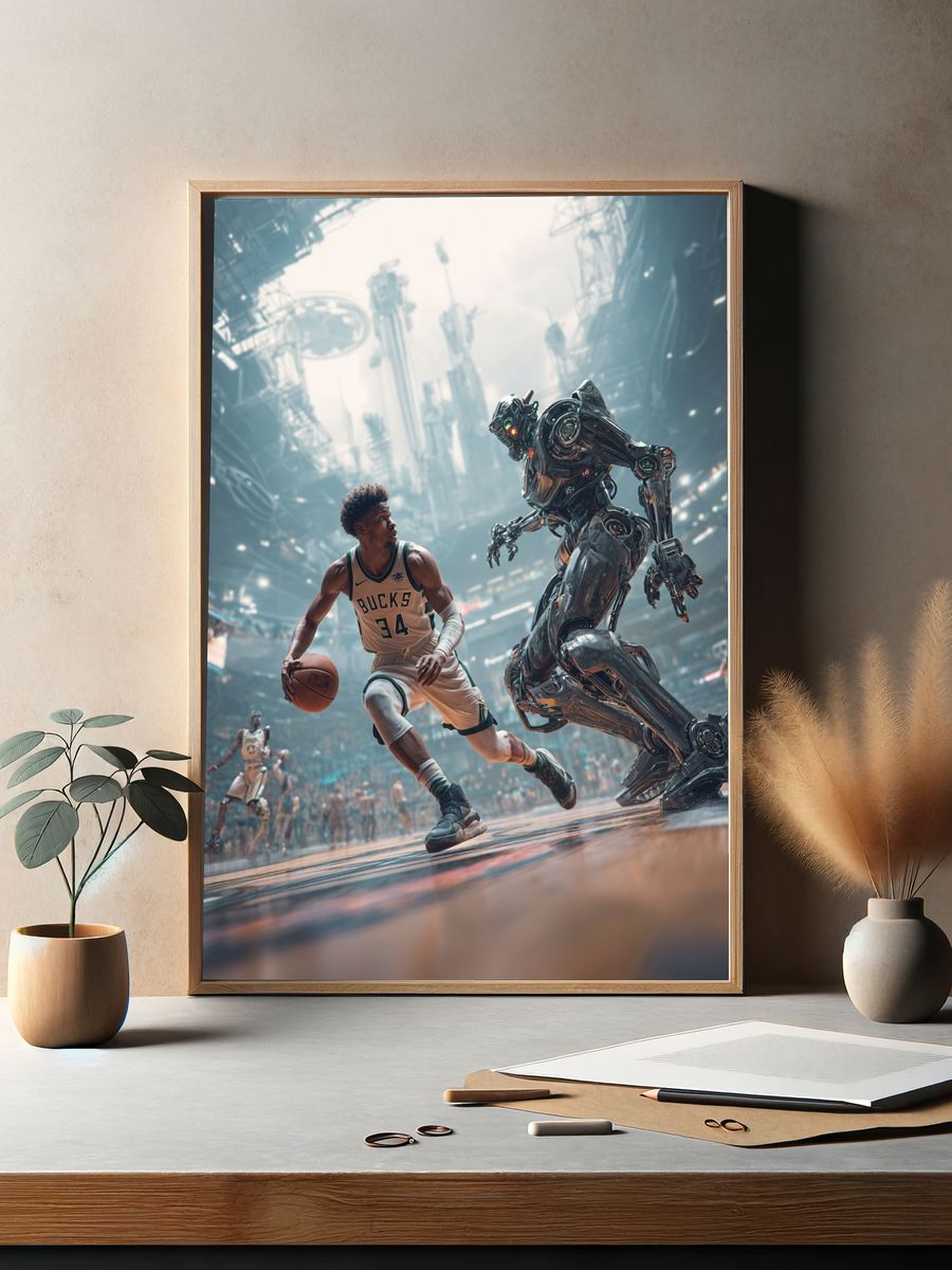Cyber Basketball Action Poster. — room view 2