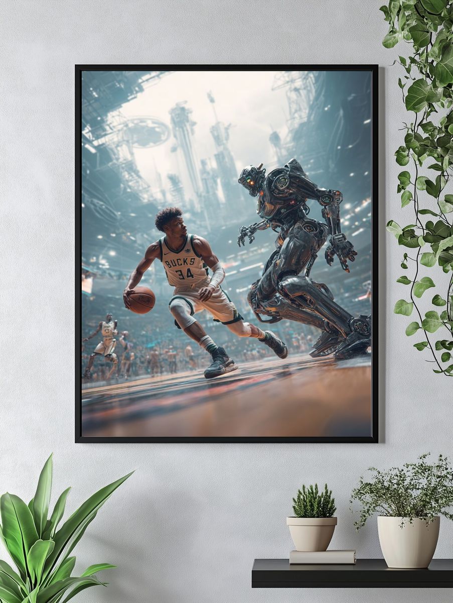 Cyber Basketball Action Poster. — room view 4