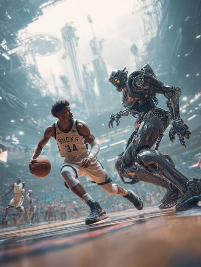 Cyber Basketball Action Poster.