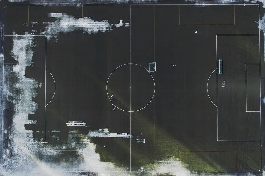 Football field flat lay. Original. poster detail