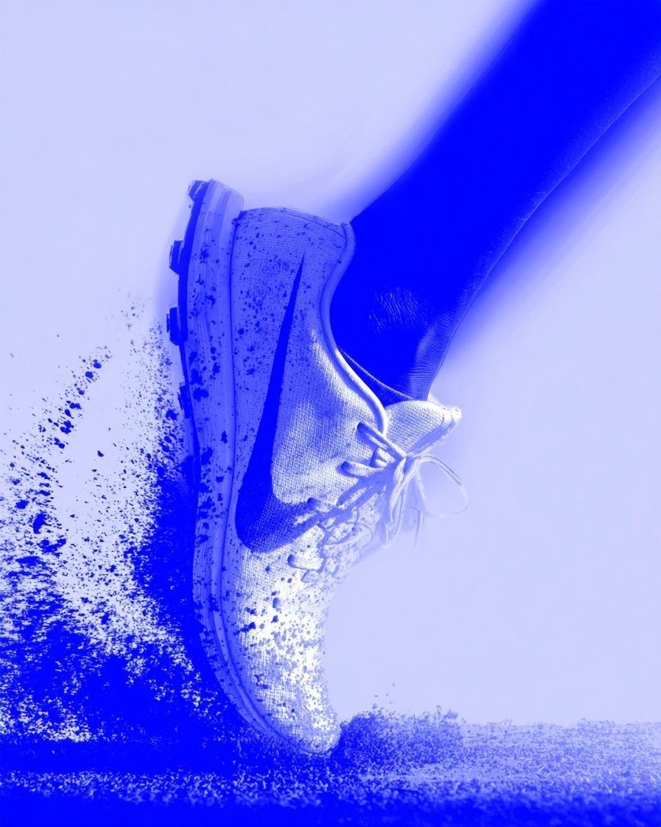 Blue Running Shoe Motion Poster. poster detail