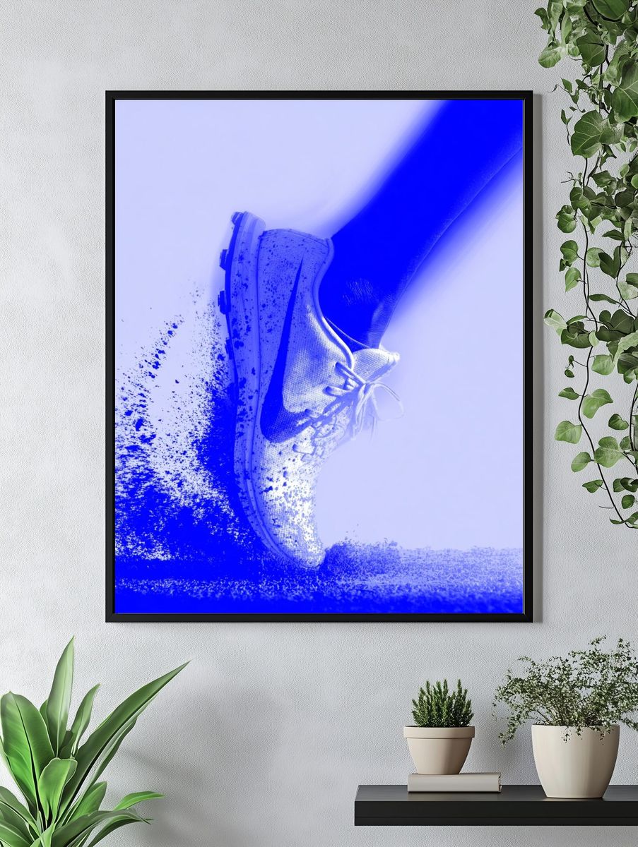 Blue Running Shoe Motion Poster. — room view 4