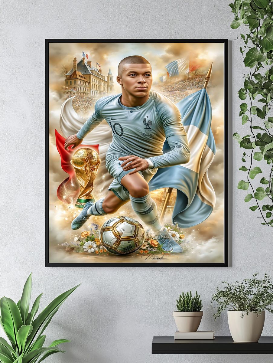 Kylian Mbappé France Football Poster. — room view 4
