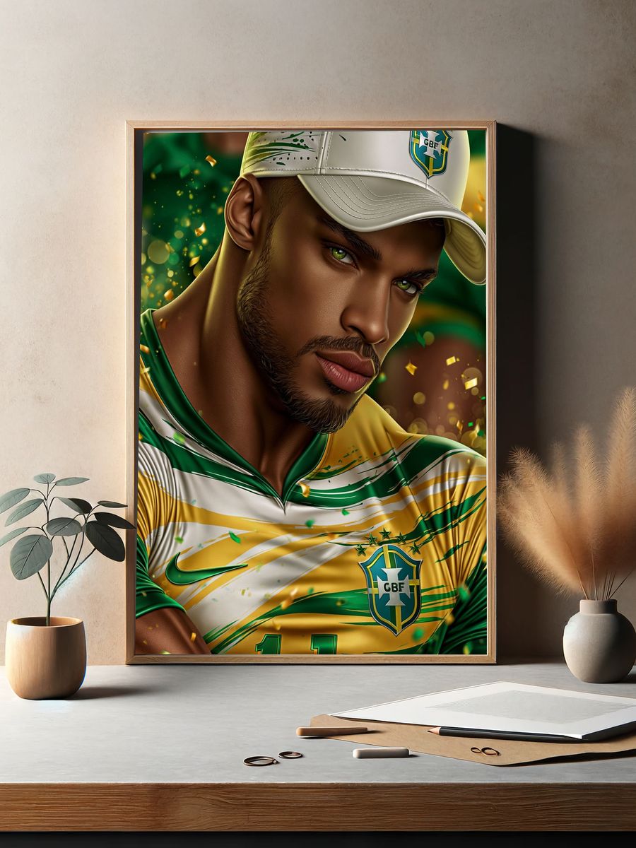 Brazil Fan Portrait Poster. — room view 2