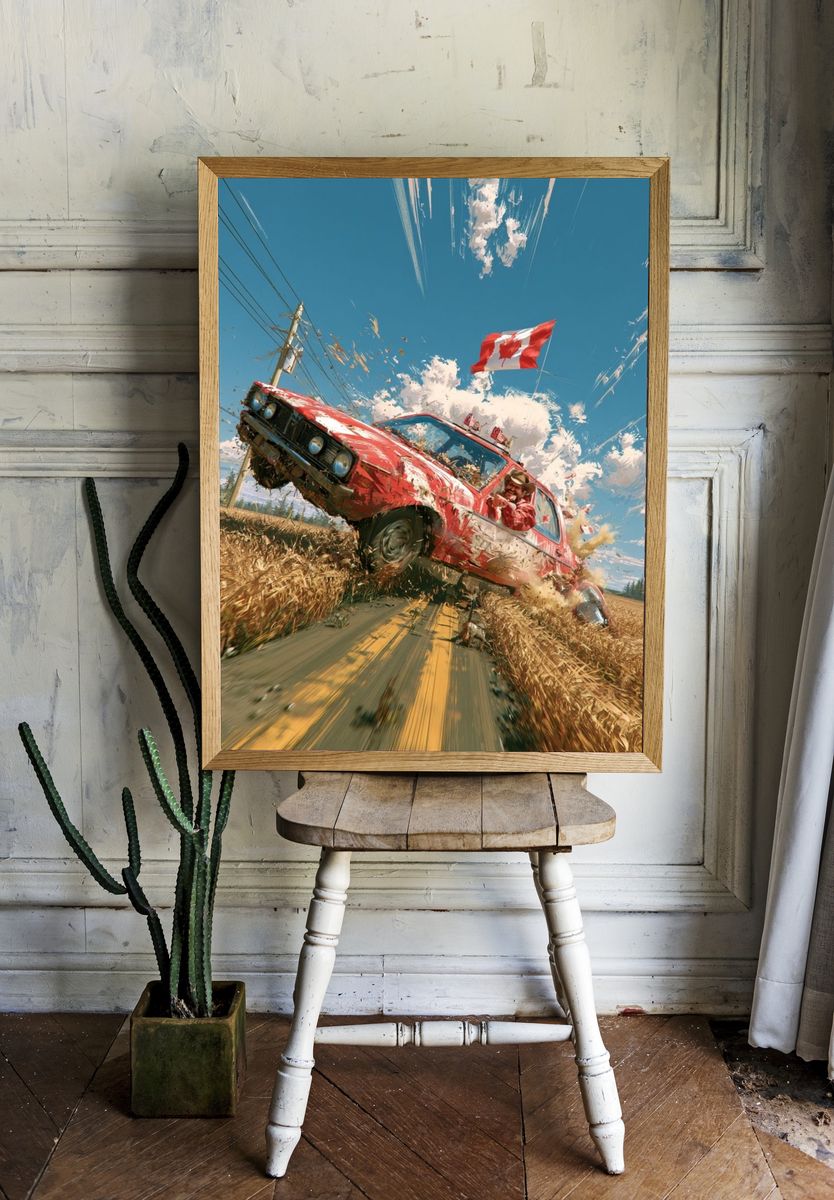 Canadian Rally Car Action Poster. room preview