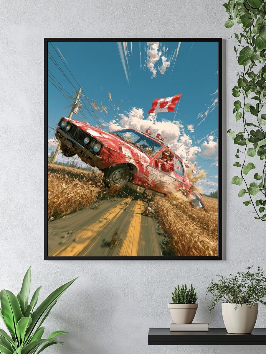 Canadian Rally Car Action Poster. — room view 4