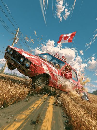 Canadian Rally Car Action Poster. poster