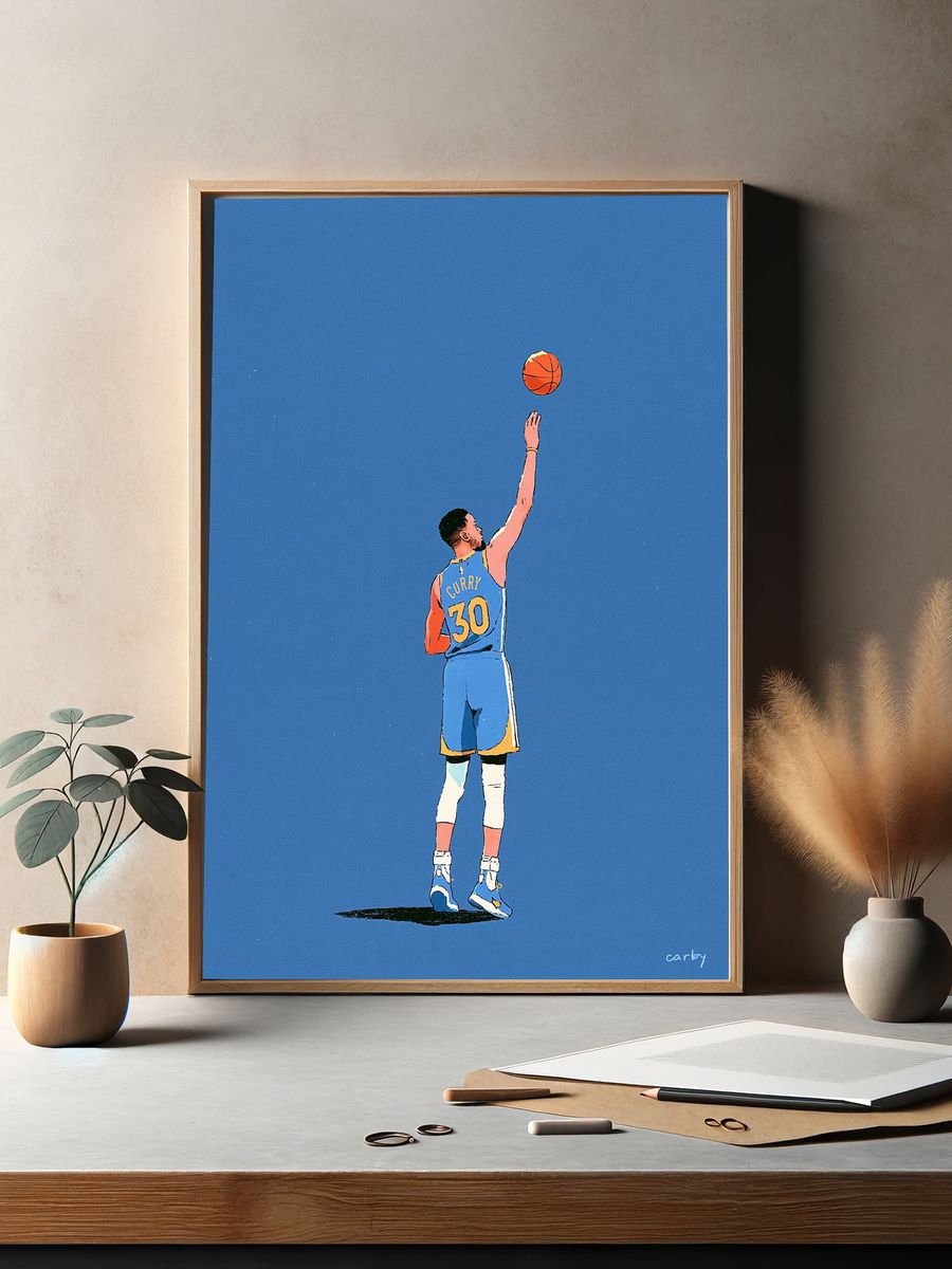 Stephen Curry Basketball Illustration Poster. — room view 2
