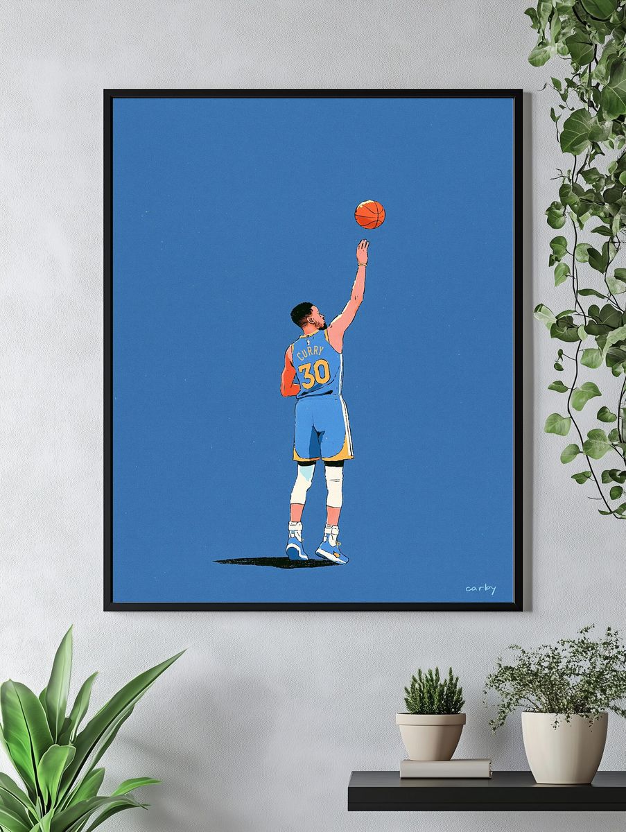 Stephen Curry Basketball Illustration Poster. — room view 4