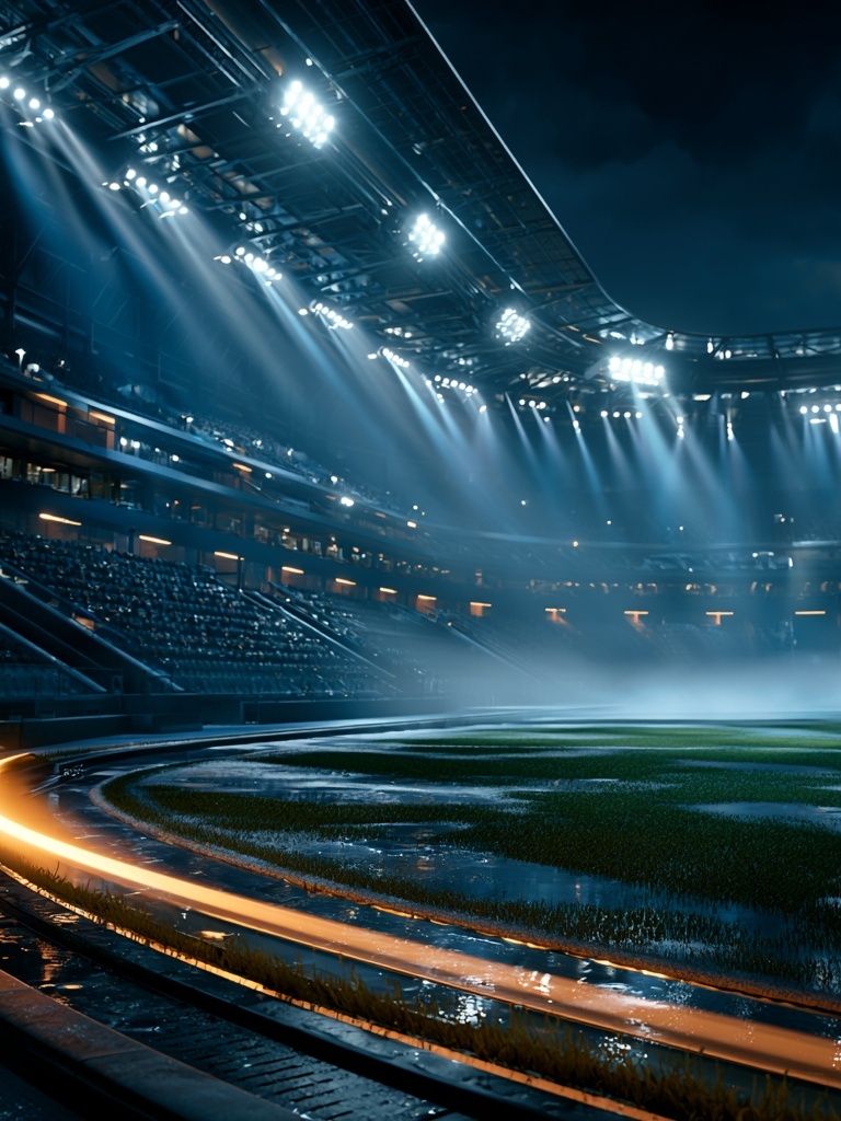 Floodlit Stadium Nightscape Poster. poster detail