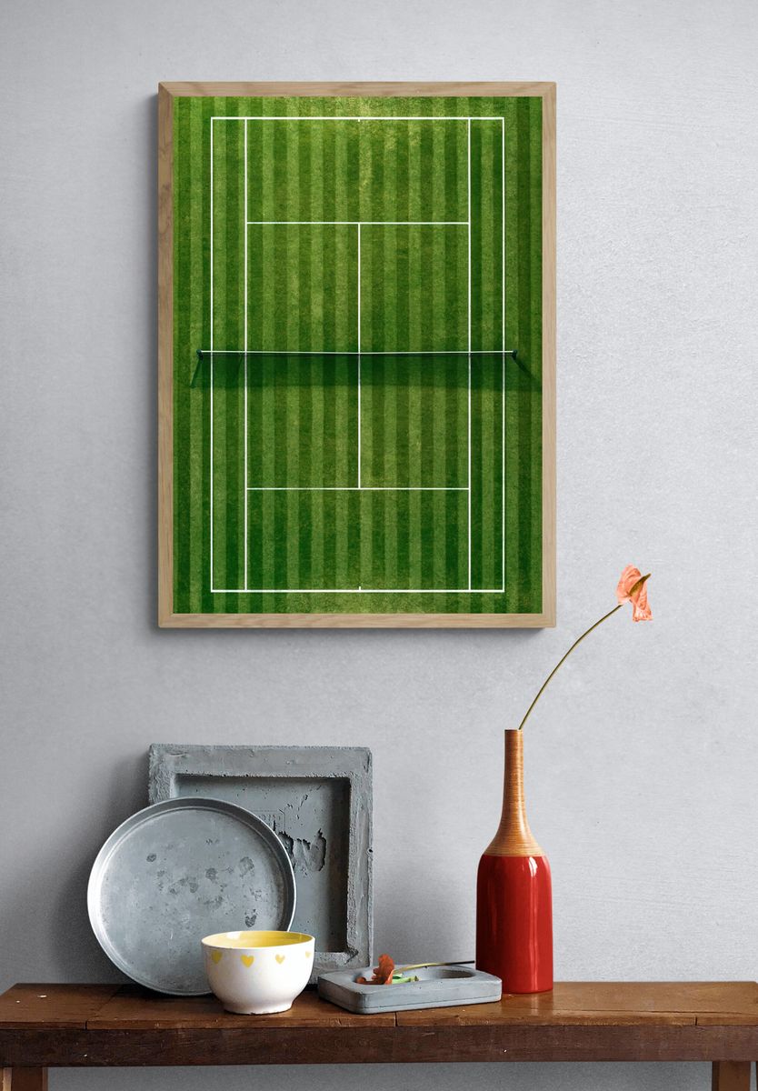Tennis Court Aerial Photography Poster. — room view 3