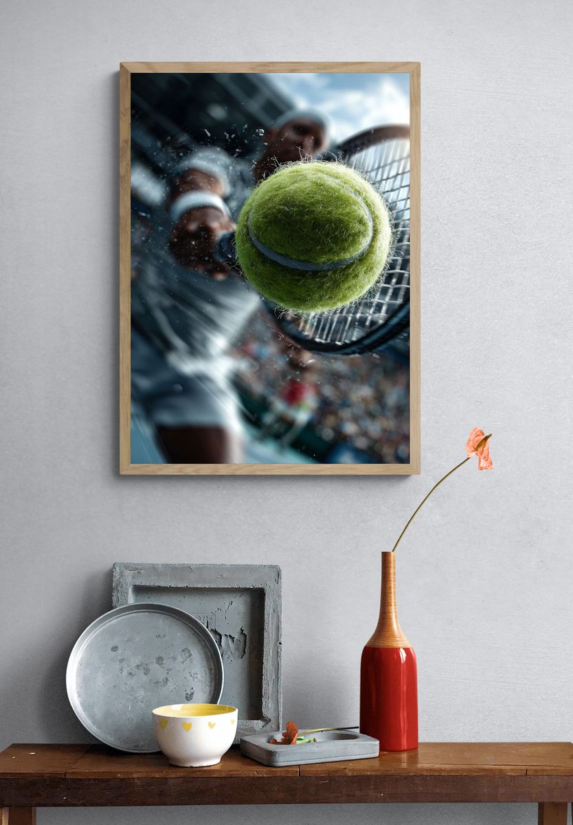 Tennis Serve Action Photography Poster. — room view 3