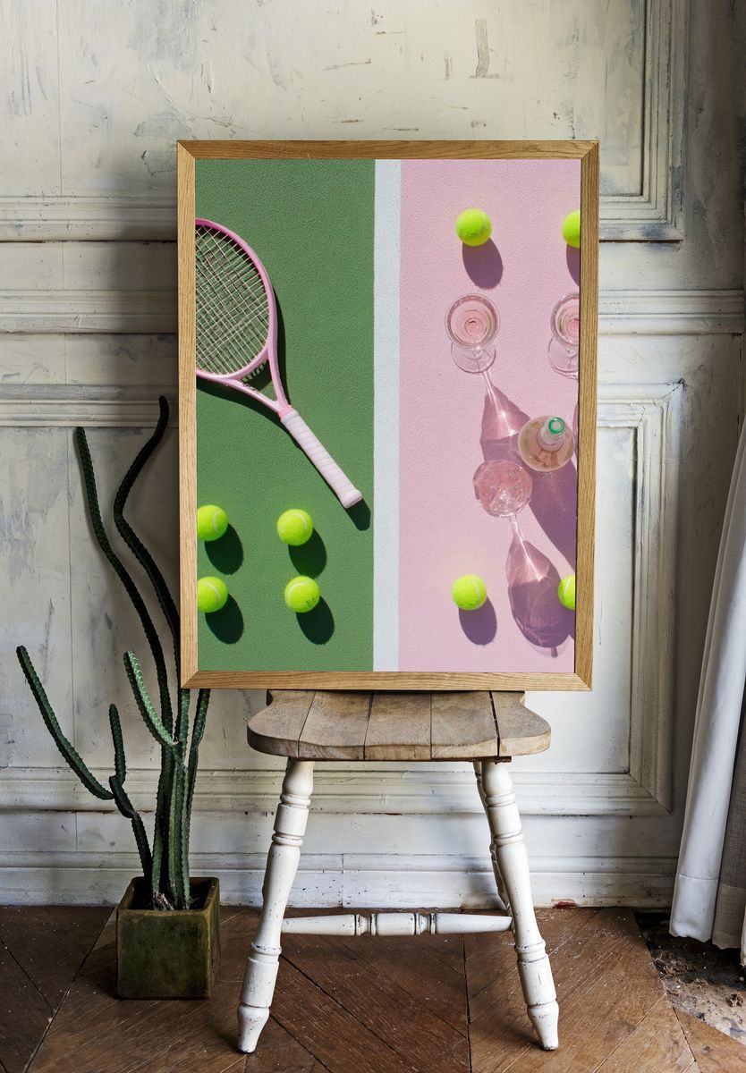 Pastel Tennis Still Life Poster. — room view 1