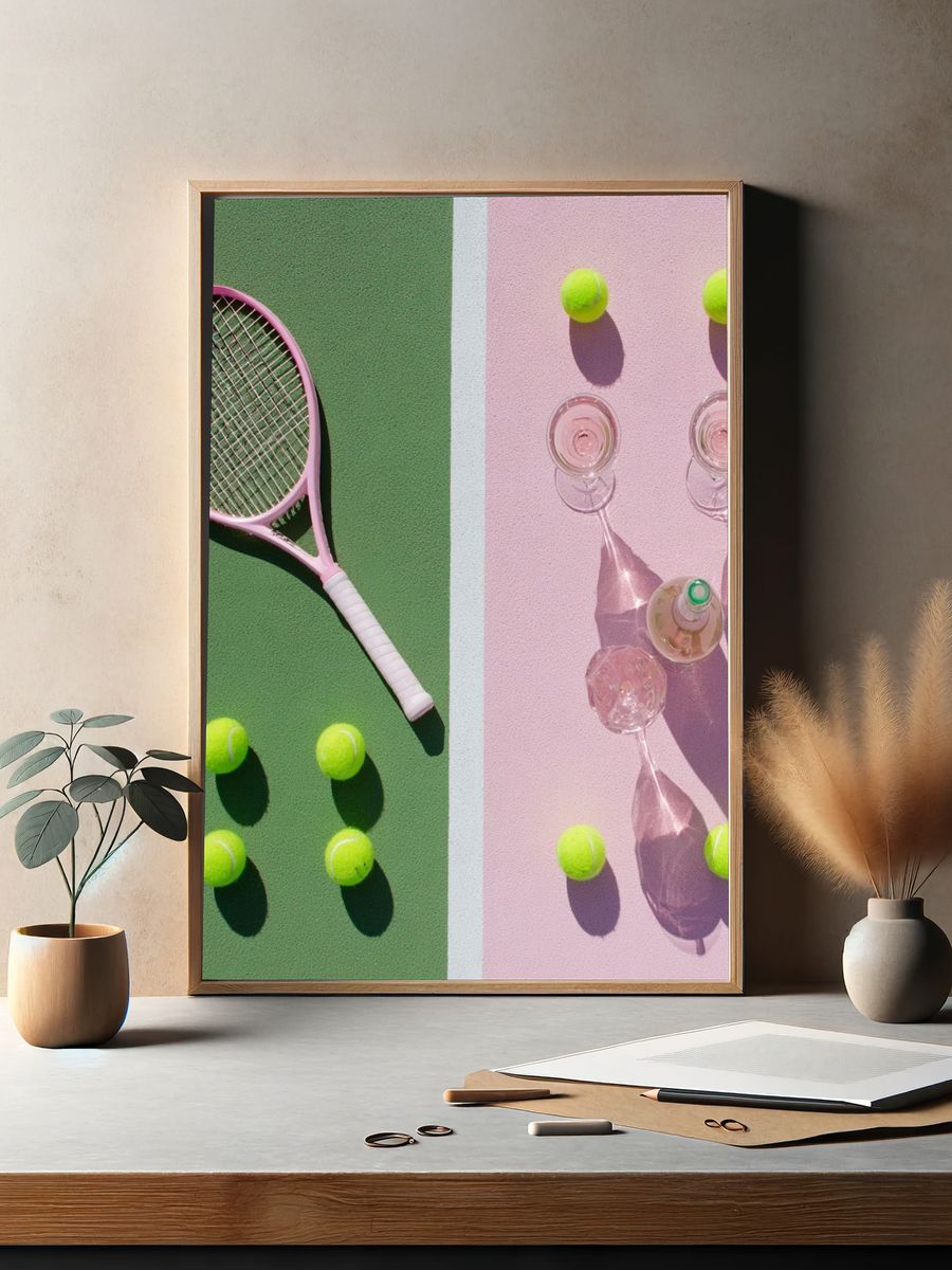 Pastel Tennis Still Life Poster. — room view 2