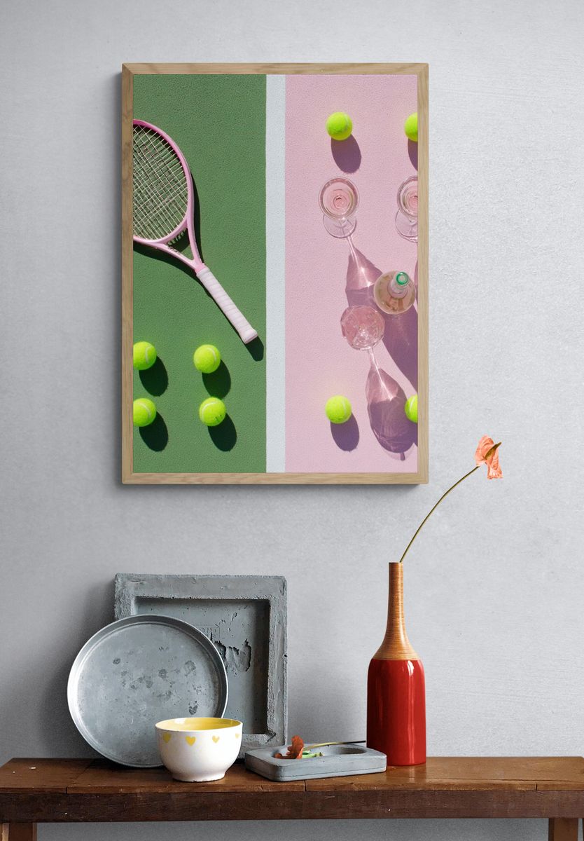 Pastel Tennis Still Life Poster. — room view 3