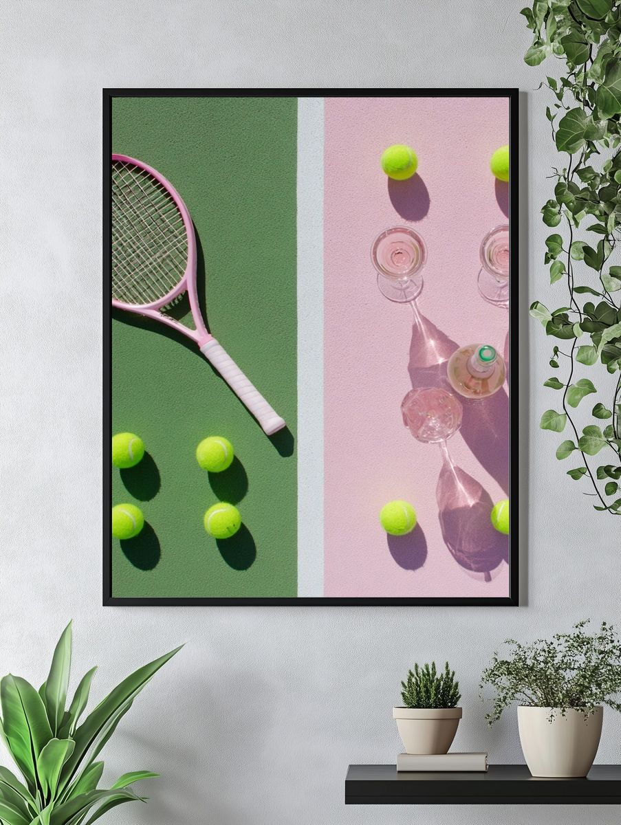 Pastel Tennis Still Life Poster. — room view 4
