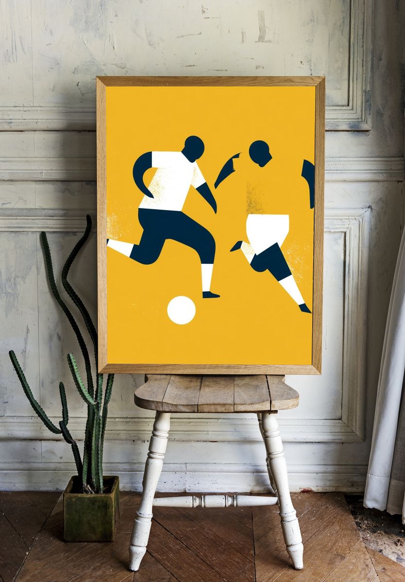 Soccer Players Mid-Century Modern Poster. room preview
