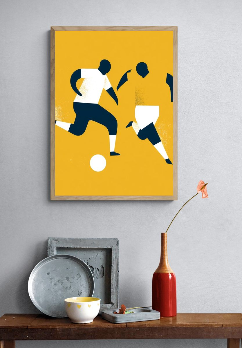 Soccer Players Mid-Century Modern Poster. — room view 3