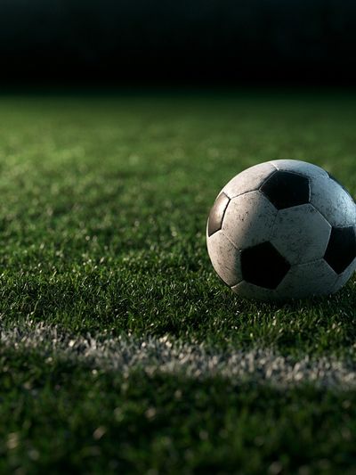 Soccer Ball on Pitch Photography Poster. poster print