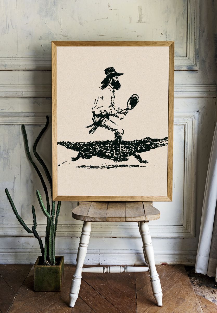 Tennis Player Ink Sketch Poster. — room view 1
