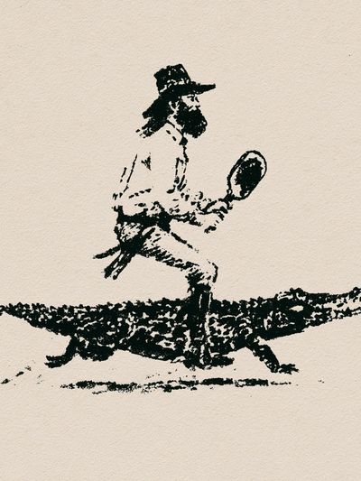 Tennis Player Ink Sketch Poster.