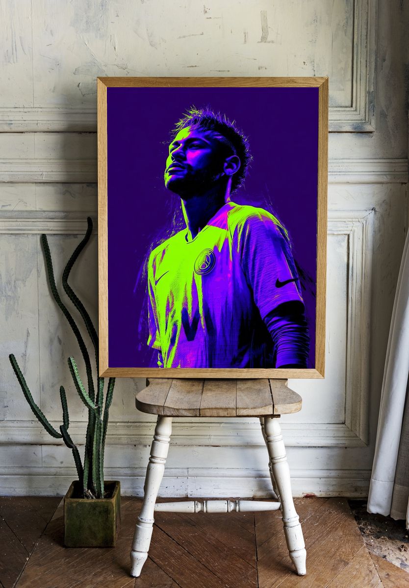 Neon Football Portrait Poster. — room view 1