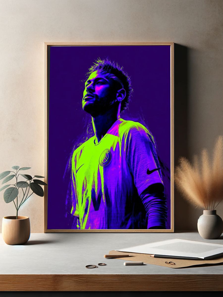 Neon Football Portrait Poster. — room view 2