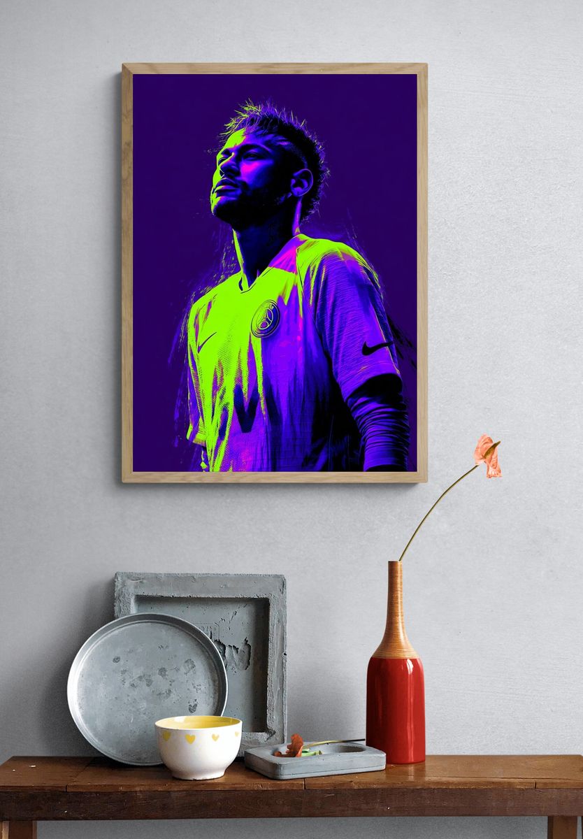 Neon Football Portrait Poster. — room view 3