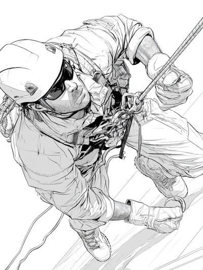 Rock Climber Line Art Poster.