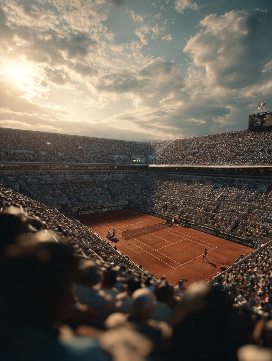 Clay Court Stadium Sunset Poster. poster detail