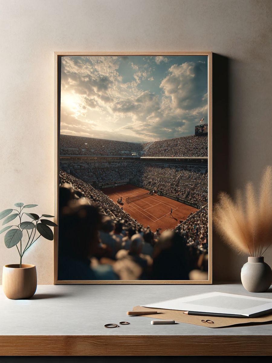Clay Court Stadium Sunset Poster. — room view 2
